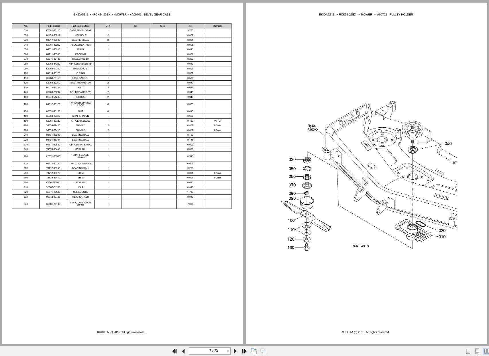 Kubota Mower RCK54 23BX Australia Parts Catalog (2)