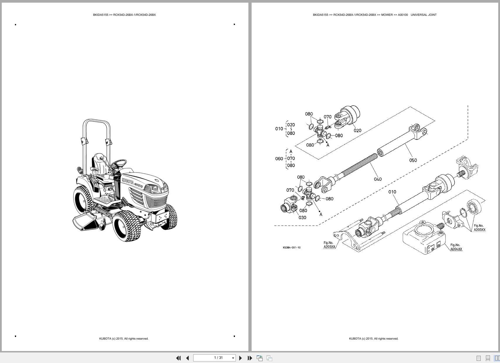 Kubota Mower RCK54D 26BX 1 RCK54D 26BX Australia Parts Catalog (1)