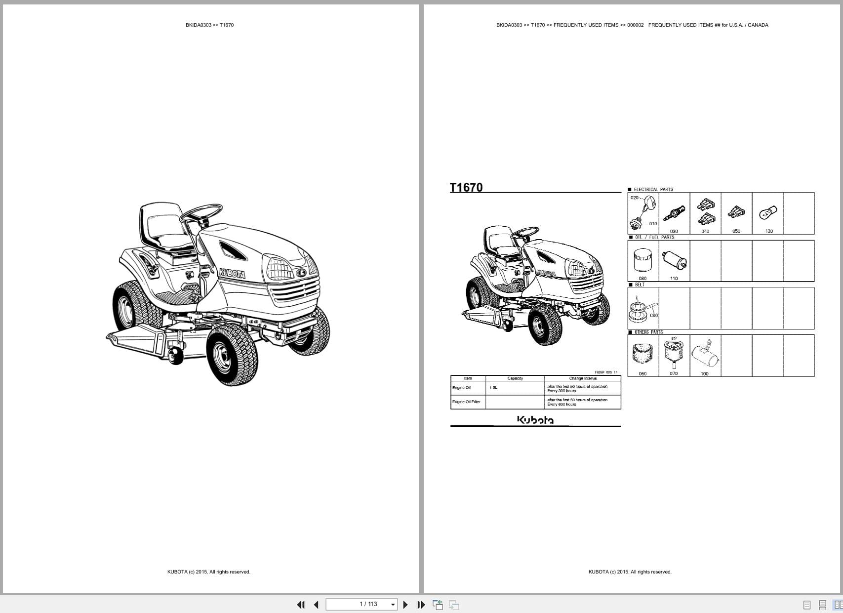 Kubota Mower T1670 Australia Parts Catalog (1)