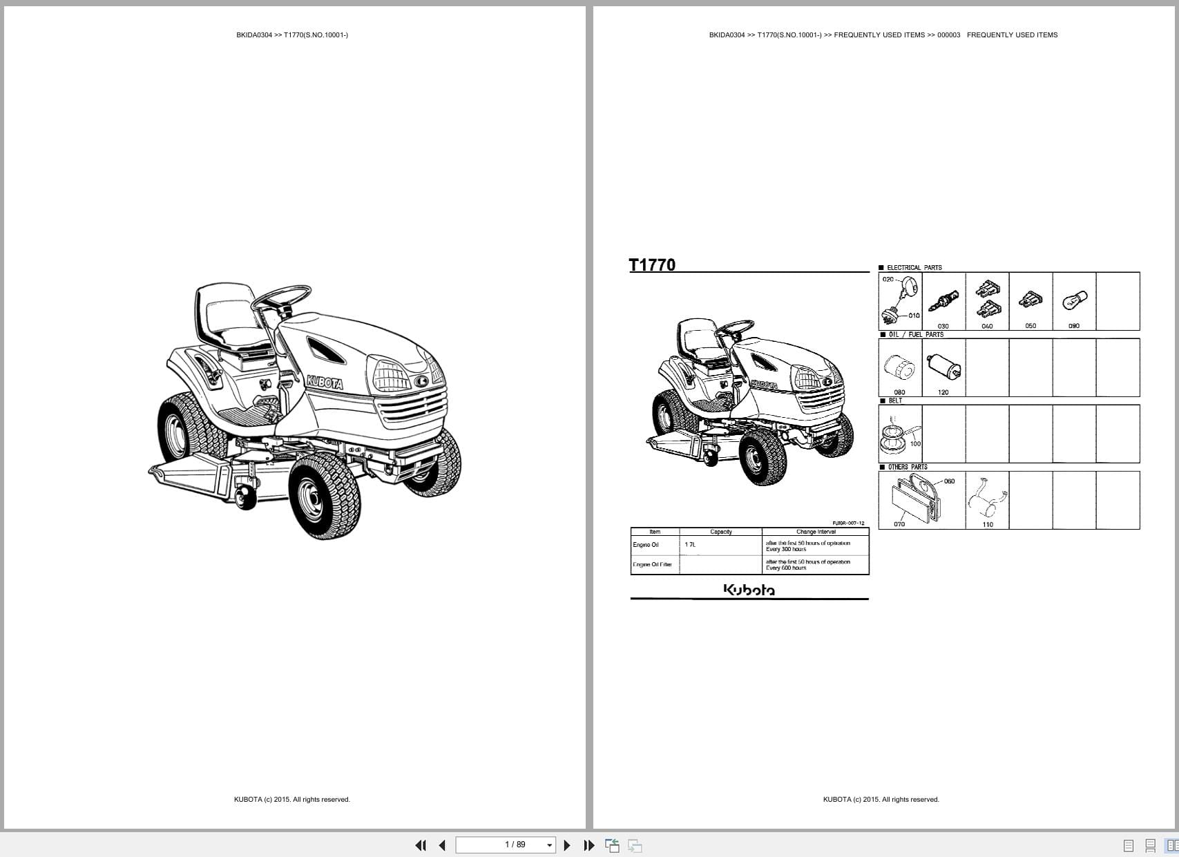 Kubota Mower T1770 10001 Australia Parts Catalog (1)