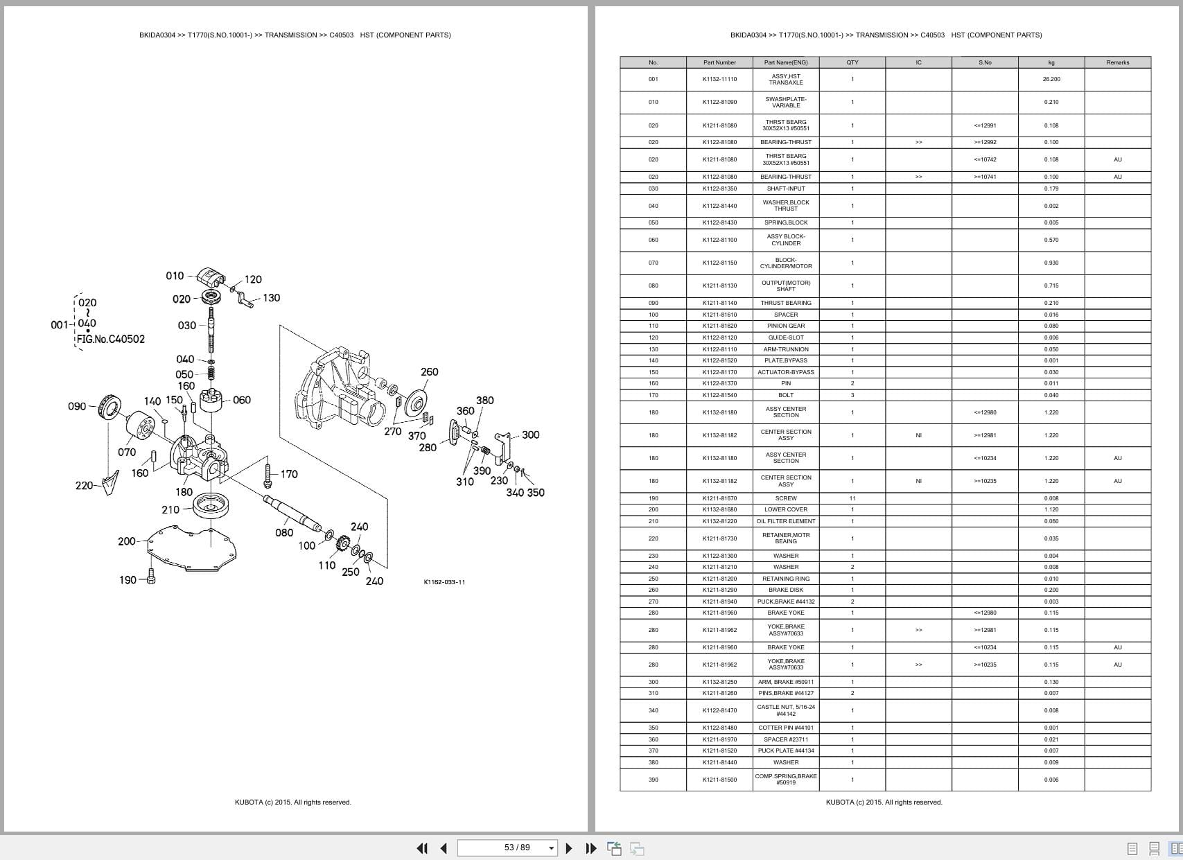 Kubota Mower T1770 10001 Australia Parts Catalog (2)
