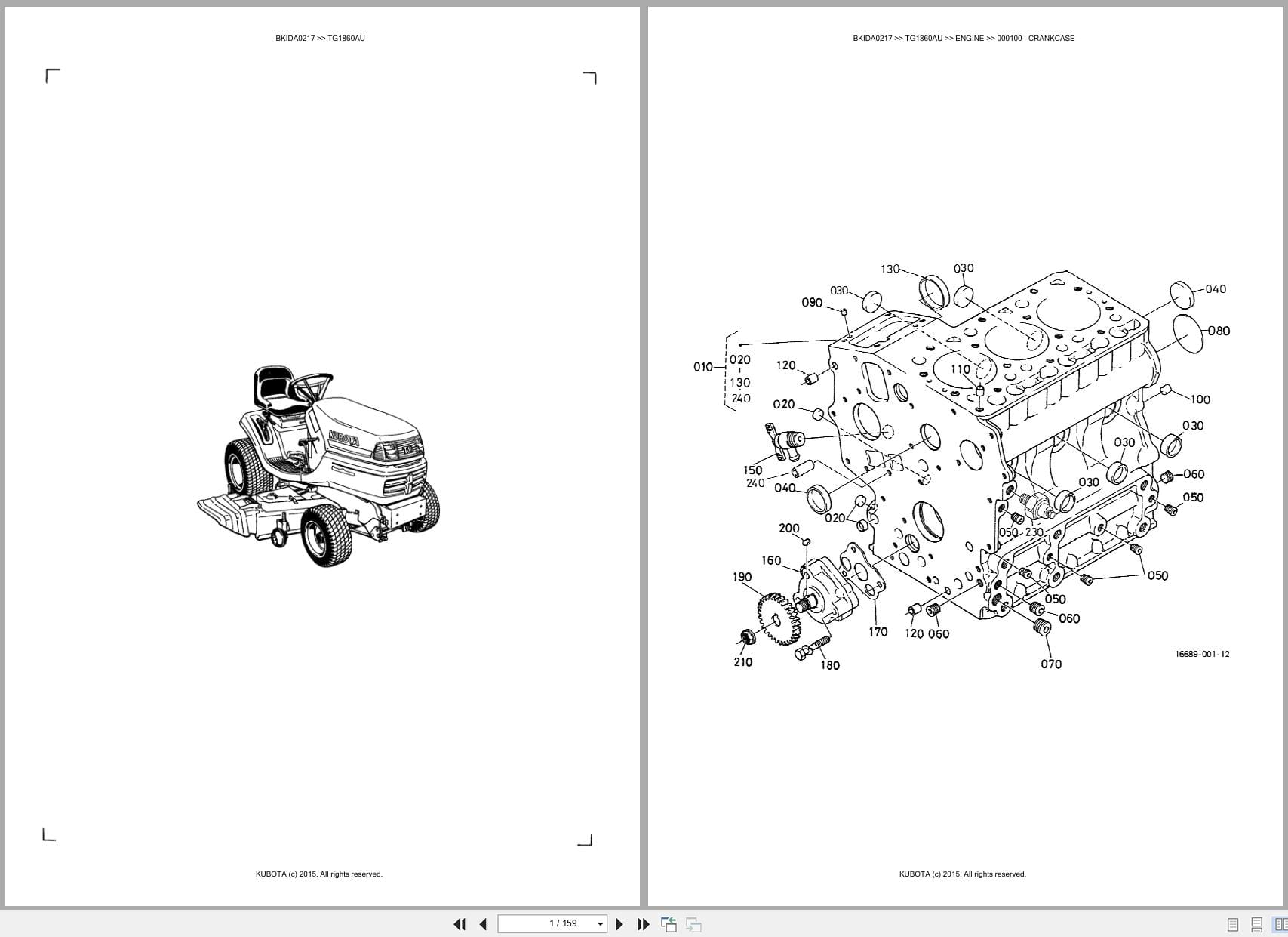 Kubota Mower TG1860AU Australia Parts Catalog (1)