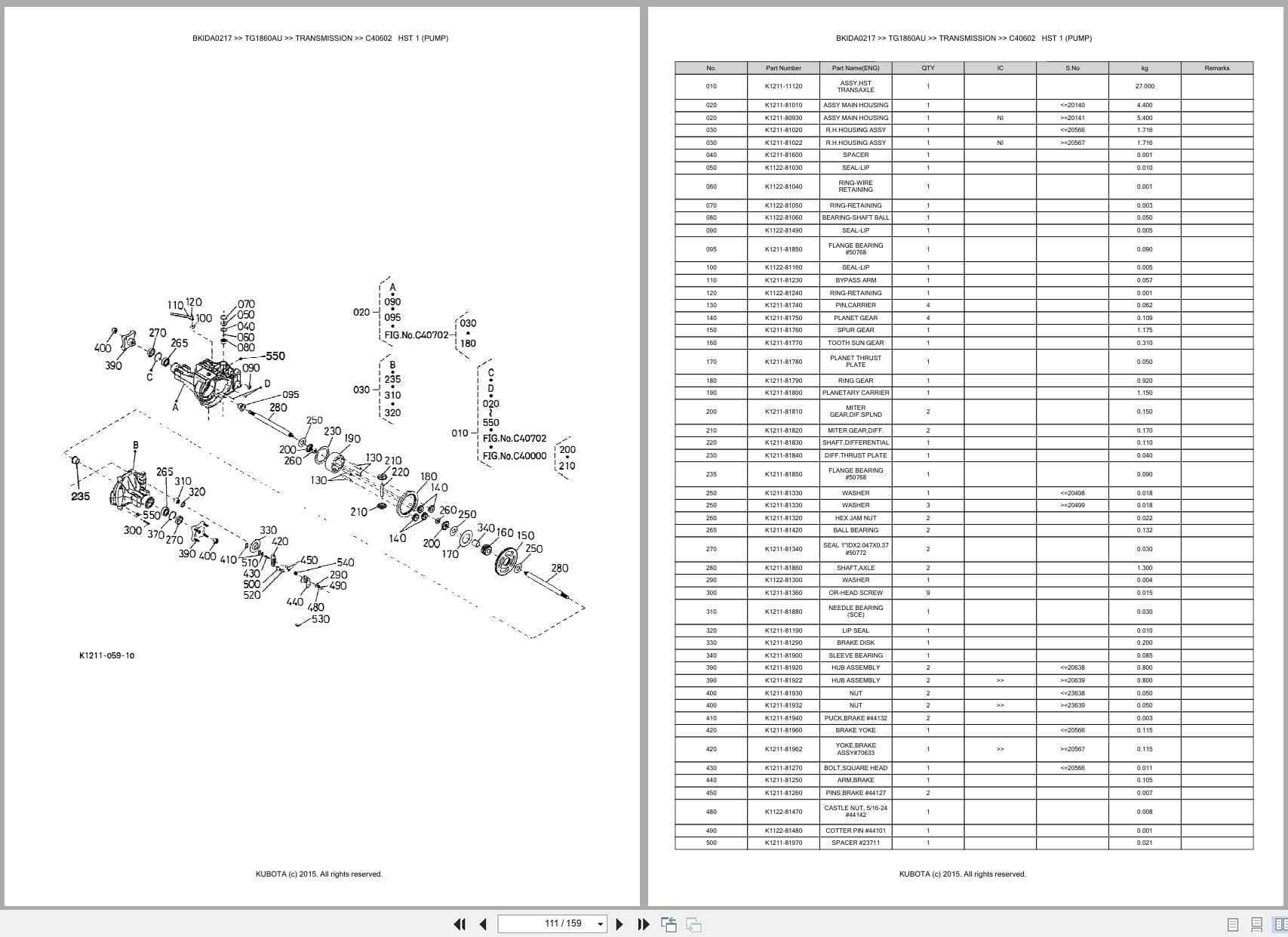 Kubota Mower TG1860AU Australia Parts Catalog (2)