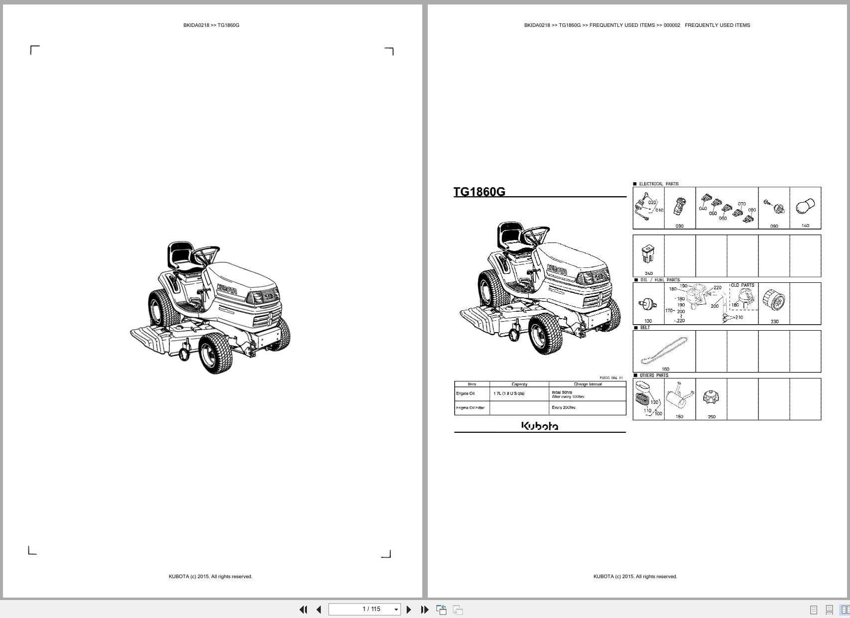 Kubota Mower TG1860G Australia Parts Catalog (1)