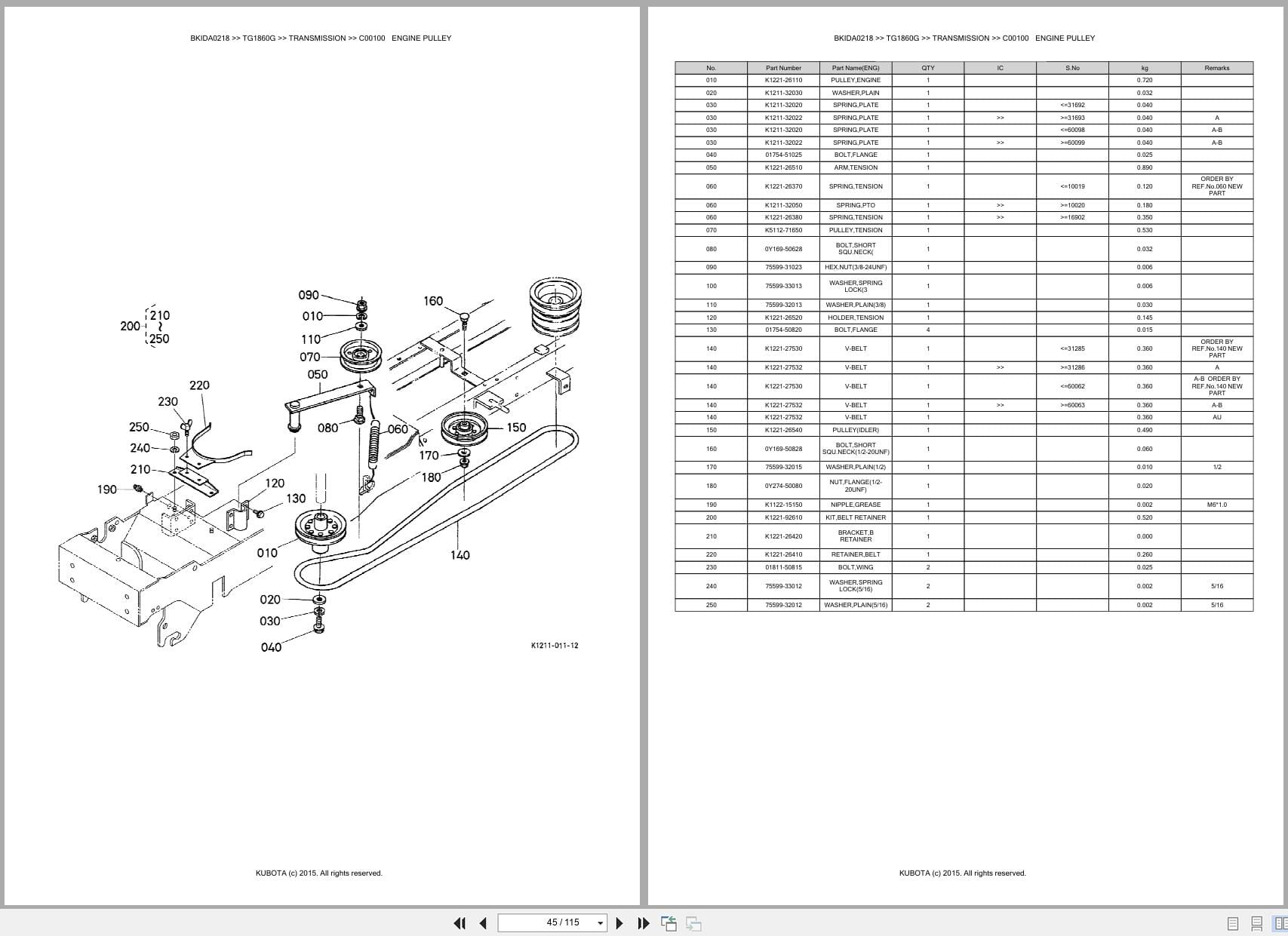 Kubota Mower TG1860G Australia Parts Catalog (2)