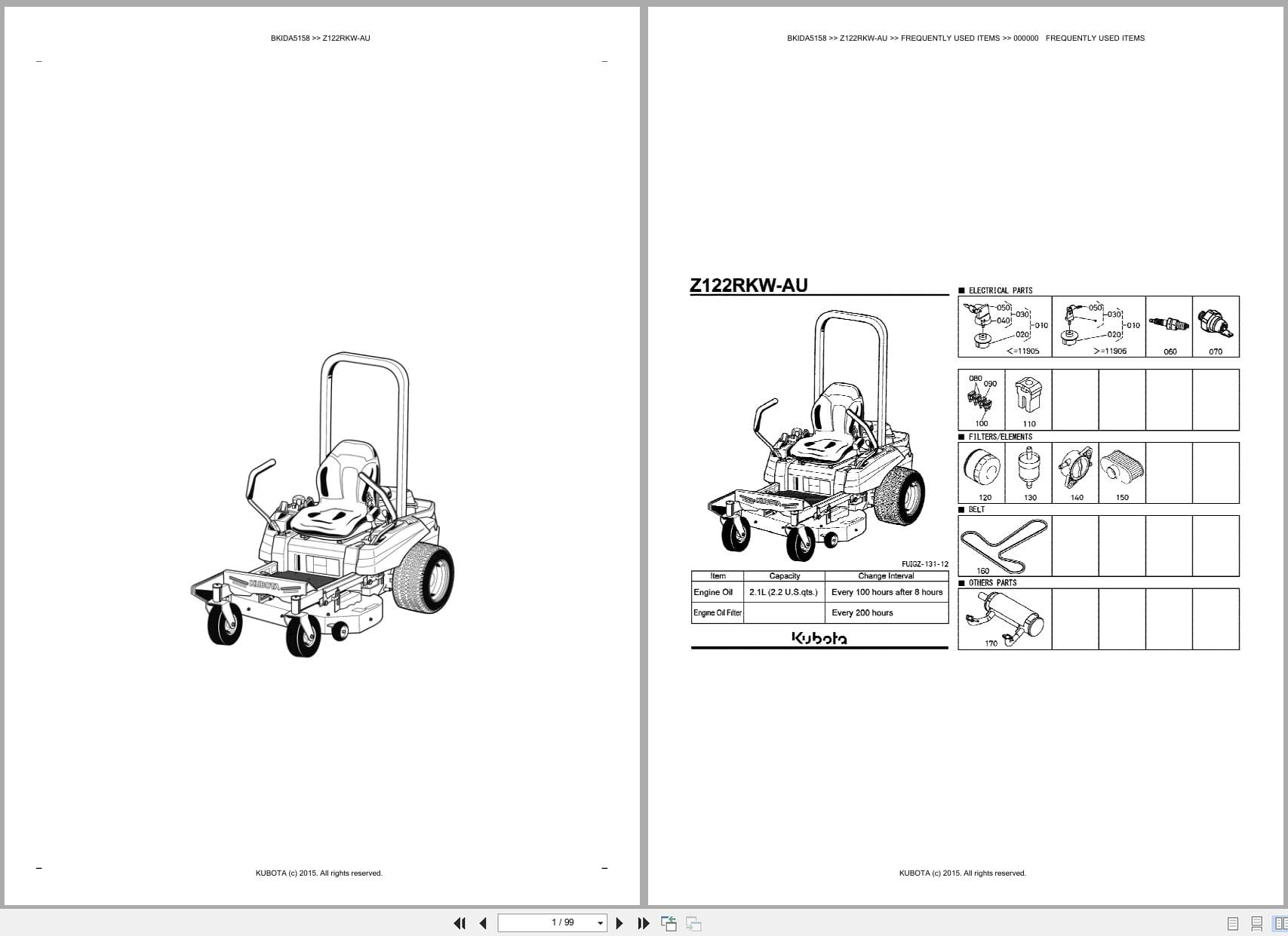 Kubota Mower Z122RKW AU Australia Parts Catalog (1)