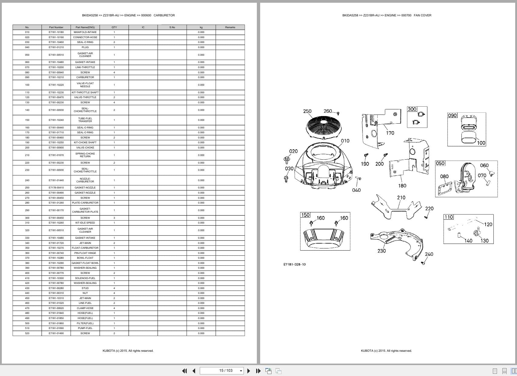 Kubota Mower Z231BR AU Australia Parts Catalog (2)