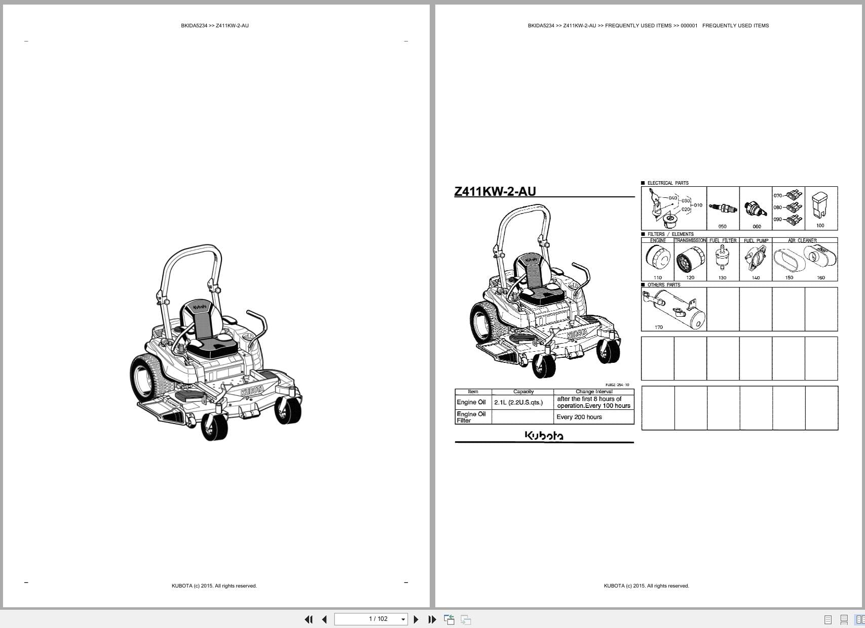 Kubota Mower Z411KW 2 AU Australia Parts Catalog (1)
