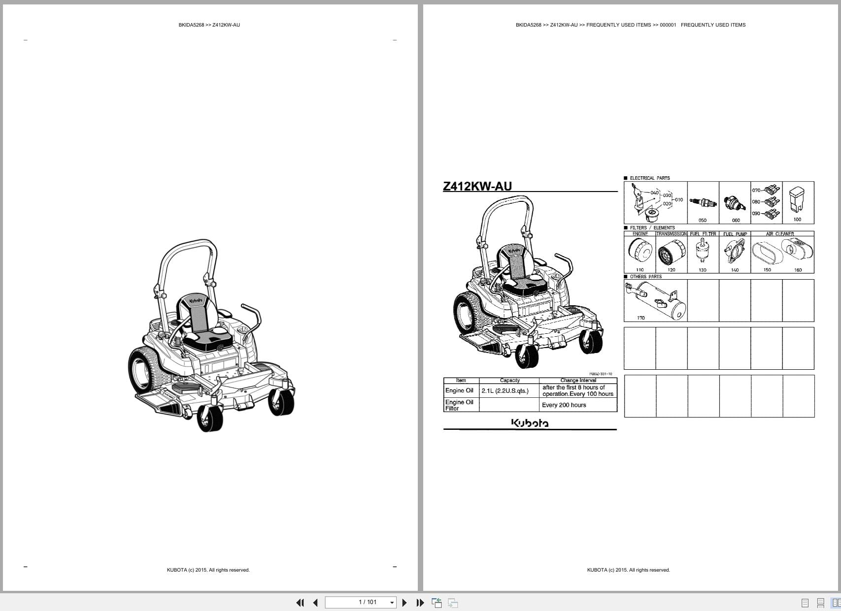 Kubota Mower Z412KW AU Australia Parts Catalog (1)