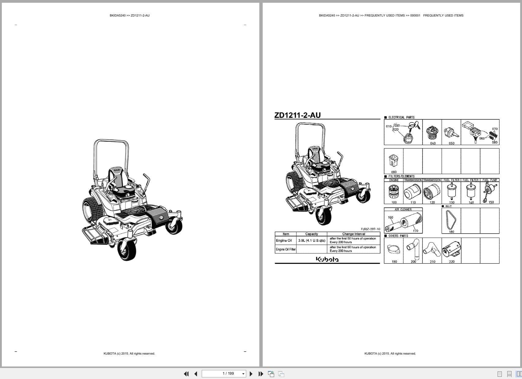 Kubota Mower ZD1211 2 AU Australia Parts Catalog (1)