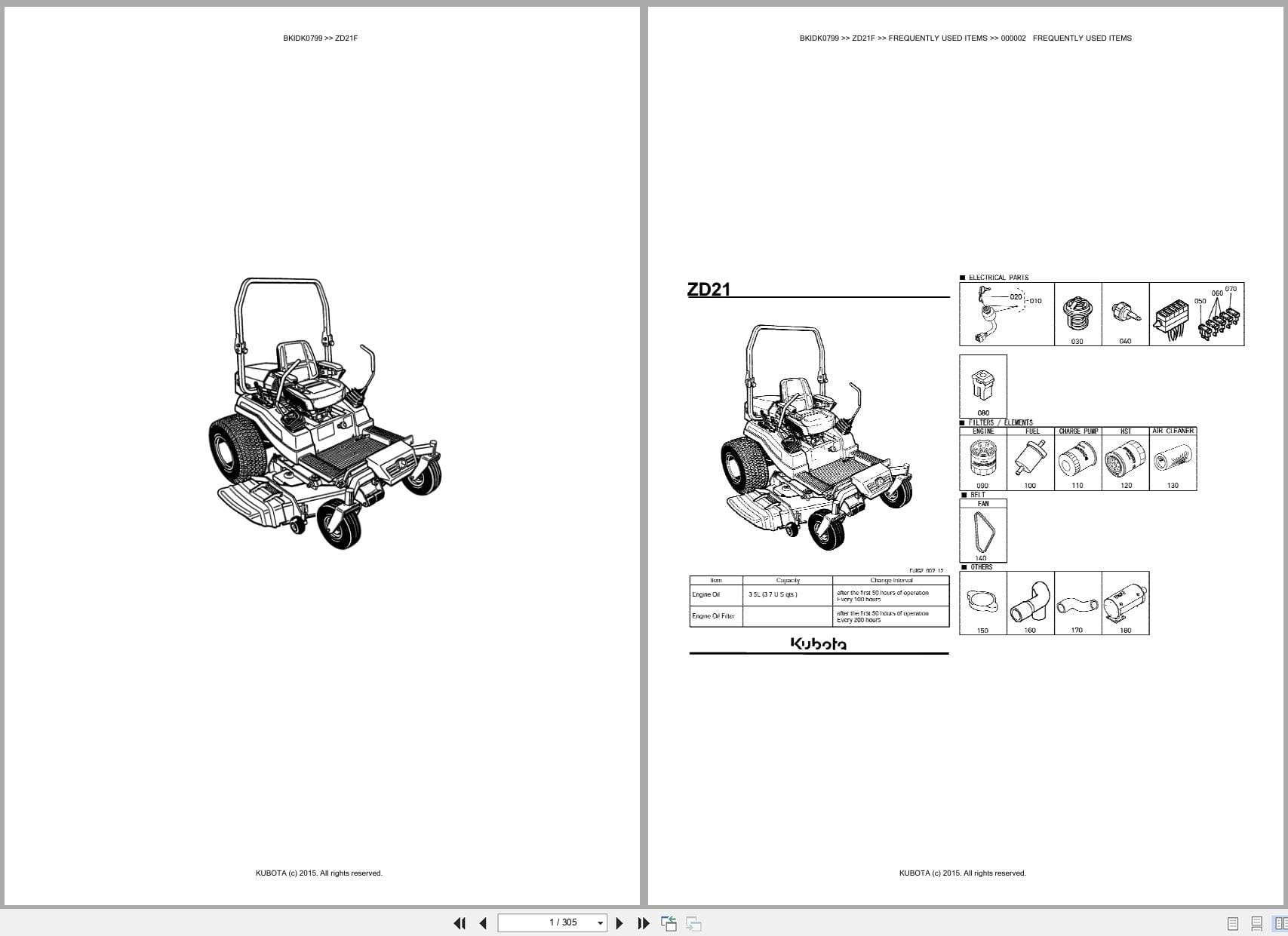 Kubota Mower ZD21F Australia Parts Catalog (1)