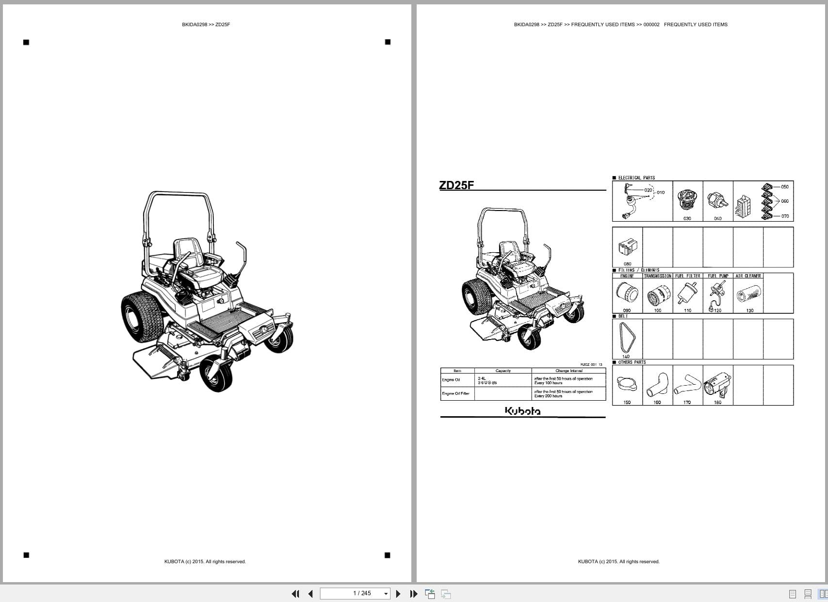 Kubota Mower ZD25F Australia Parts Catalog (1)