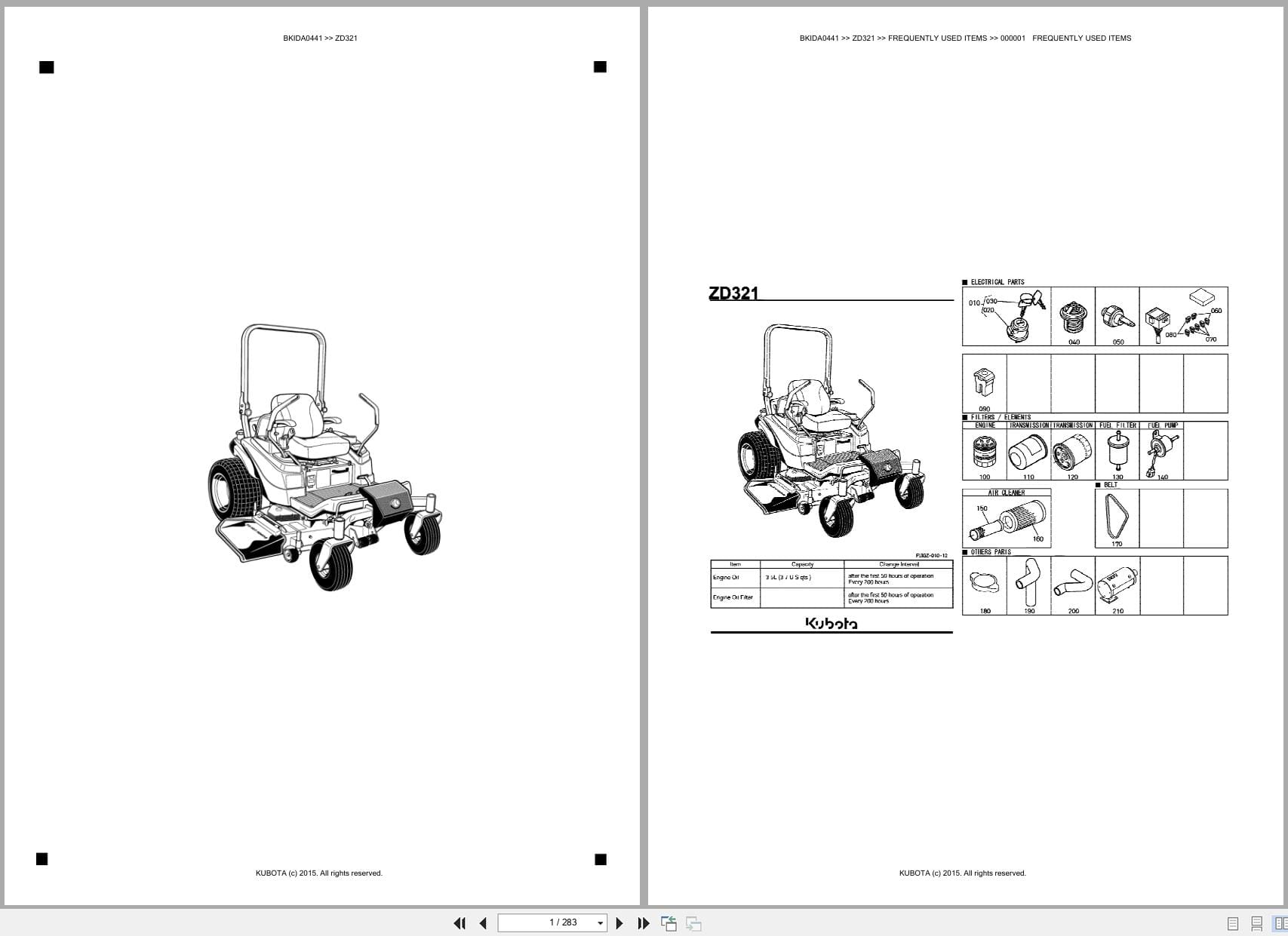 Kubota Mower ZD321 Australia Parts Catalog (1)
