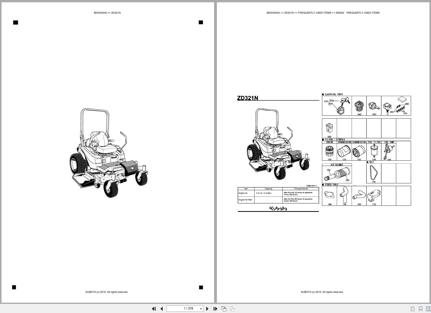 Kubota Mower ZD321N Australia Parts Catalog (1)