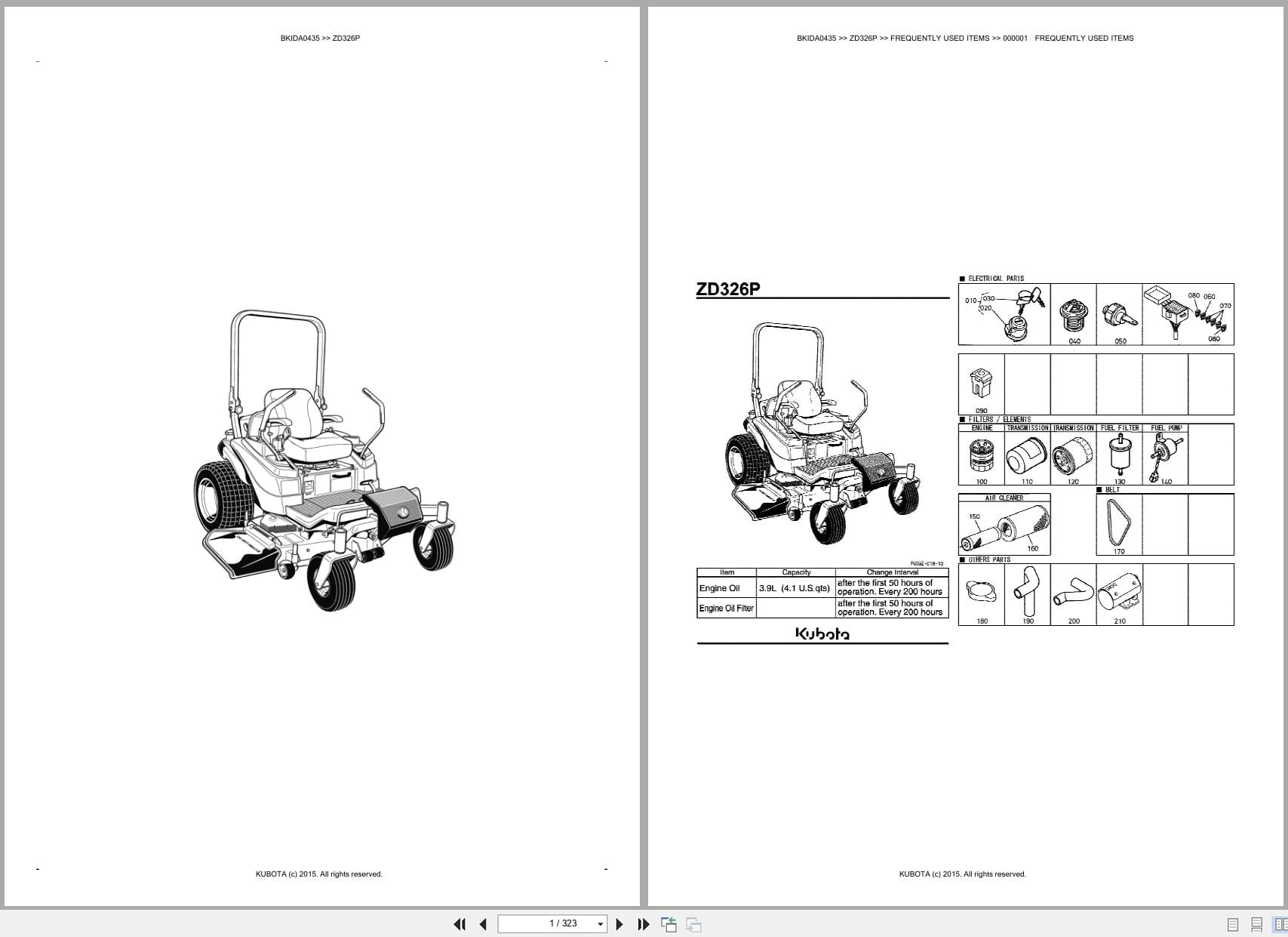 Kubota Mower ZD326P Australia Parts Catalog (1)