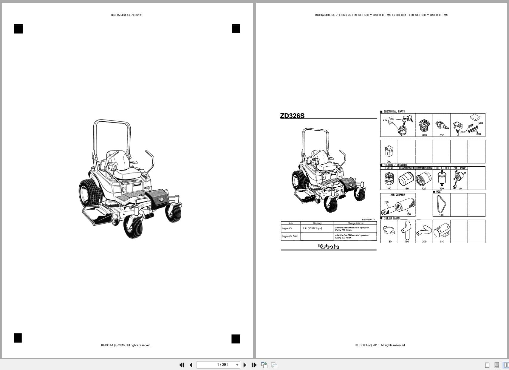 Kubota Mower ZD326S Australia Parts Catalog (1)
