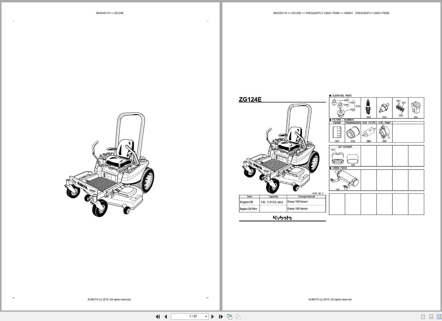 Kubota Mower ZG124E Australia Parts Catalog (1)
