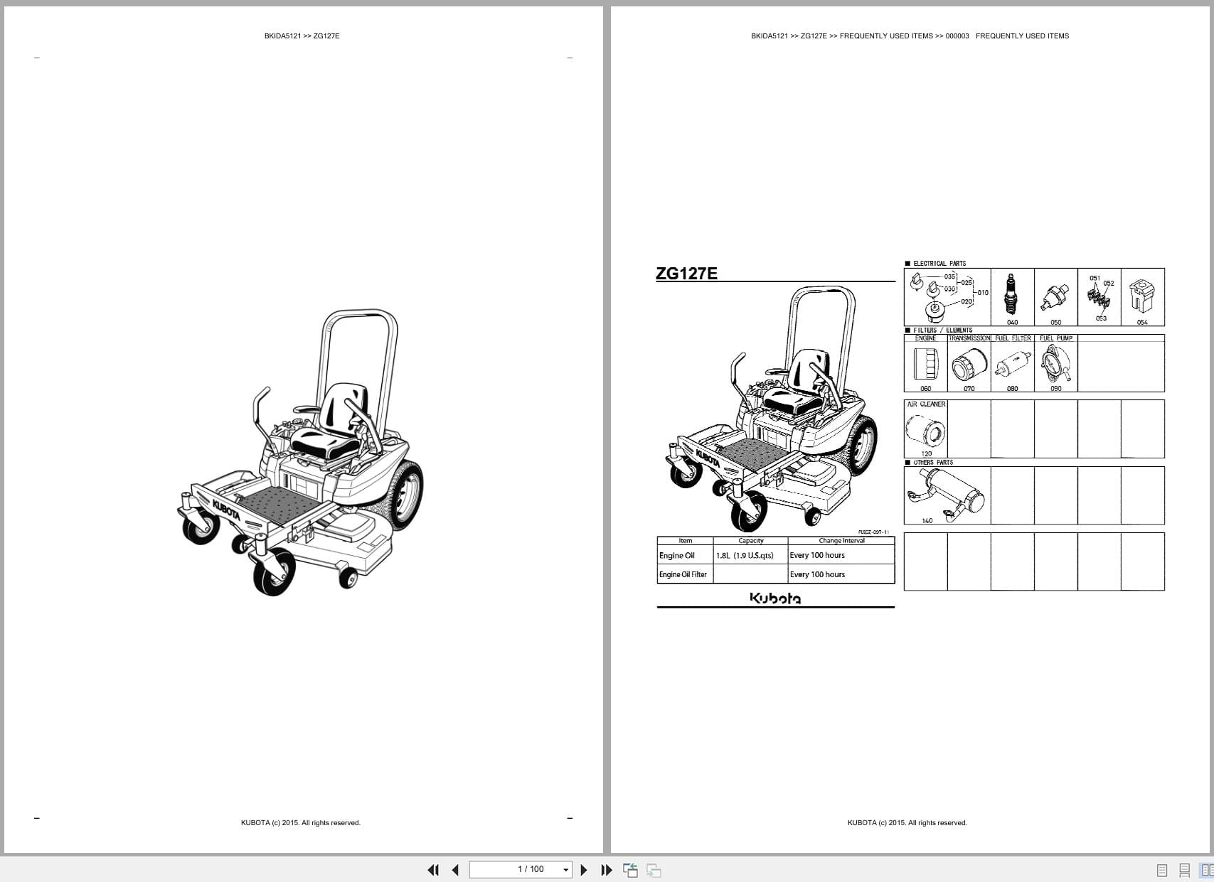 Kubota Mower ZG127E Australia Parts Catalog (1)