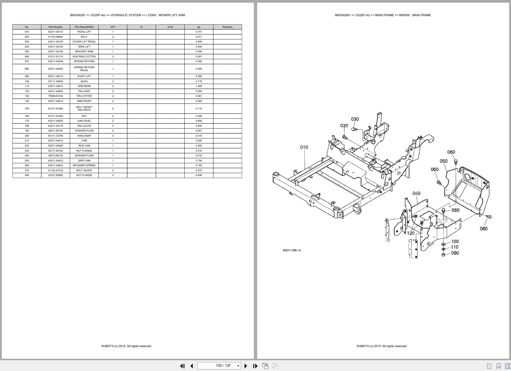 Kubota Mower ZG20F AU Australia Parts Catalog (2)