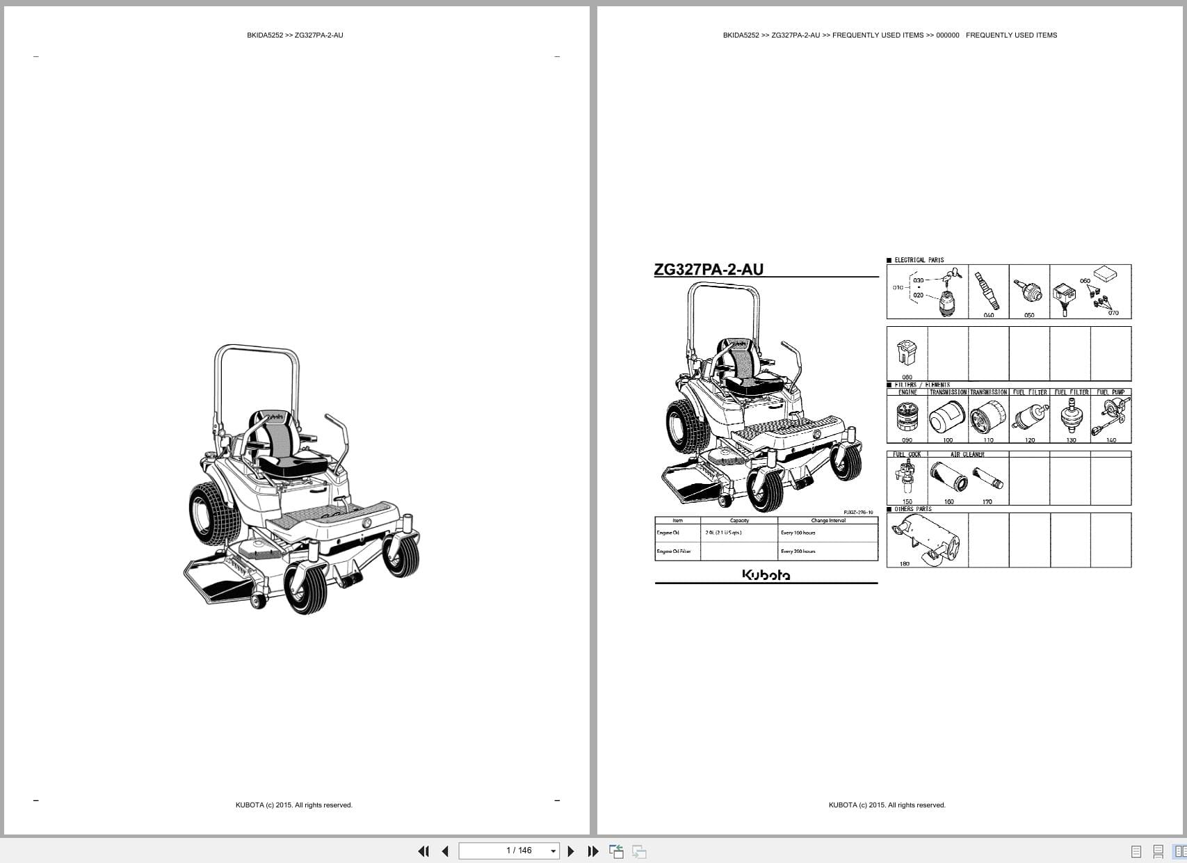 Kubota Mower ZG327PA 2 AU Australia Parts Catalog (1)