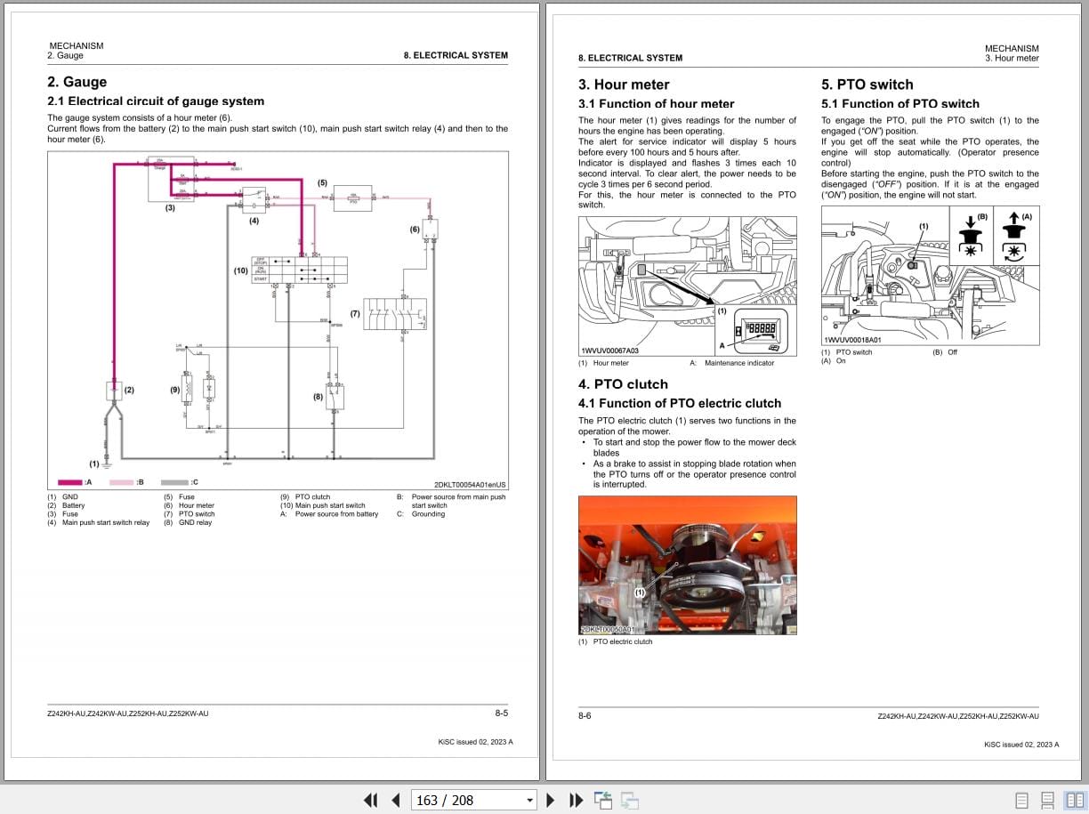 Kubota Mowers Z242KH AU Z242KW AU Z252KH AU Z252KW AU Workshop Manual 9Y111 27590 (3)