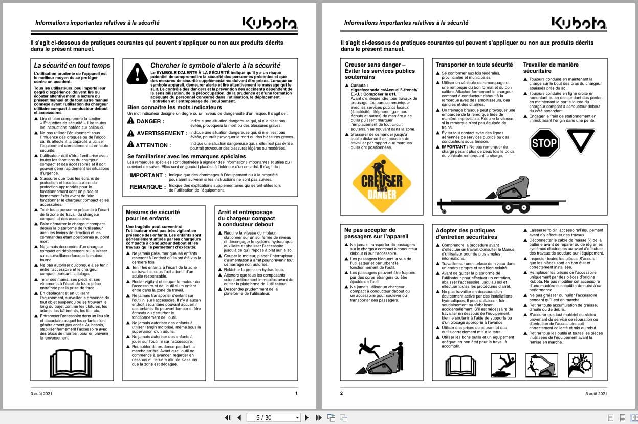 Kubota Pallet Forks AP CPF1236 AP CPF1242 Operator Manual 319 221MK FRC FR (2)