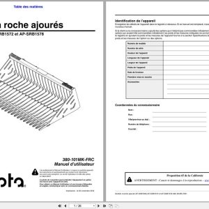 Kubota Perforated Rock Buckets AP SRB1566 AP SRB1572 AP SRB1578 Operator Manual 380 101MK FRC FR (1)