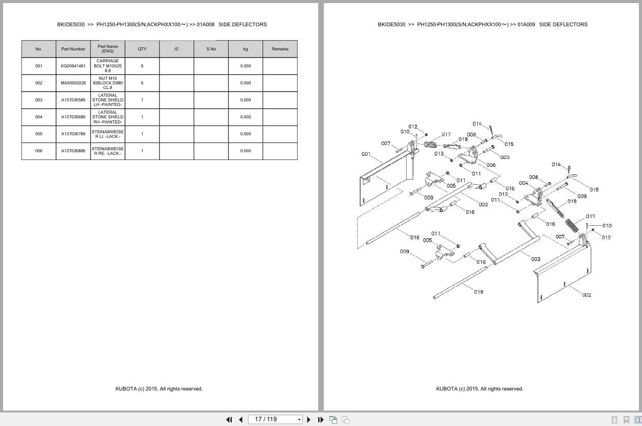 Kubota Power Harrow PH1250 PH1300 ACKPHXX100~ Australia Parts Catalog (2)