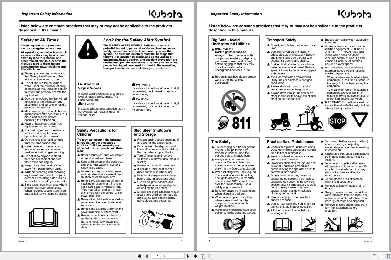 Kubota Powered Rakes AP SR2672 AP SR2690 Operation Manual 321 004MK (2)