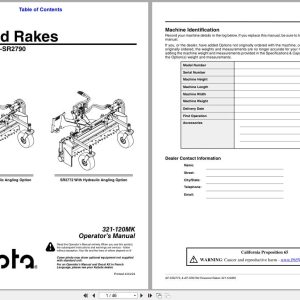 Kubota Powered Rakes AP SR2772 AP SR2790 Operation Manual 321 120MK (1)