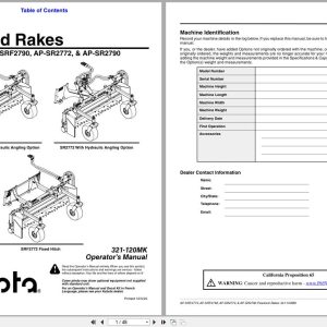 Kubota Powered Rakes AP SRF2772 AP SRF2790 AP SR2772 AP SR2790 Operation Manual 321 120MK (1)