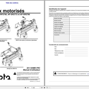 Kubota Powered Rakes AP SRF2772 AP SRF2790 AP SR2772 AP SR2790 Operator Manual 321 120MK FRC FR (1)