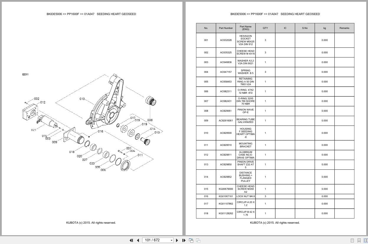 Kubota Precision Planters PP1600F Australia Parts Catalog (2)