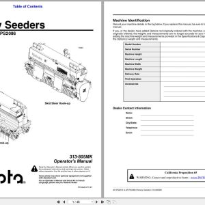 Kubota Primary Seeder AP PS2072 AP PS2086 Operation Manual 313 805MK 2021 (1)