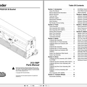 Kubota Primary Seeder Seeder PS25120 15 30 Bushel Parts Manual 313 156P (1)