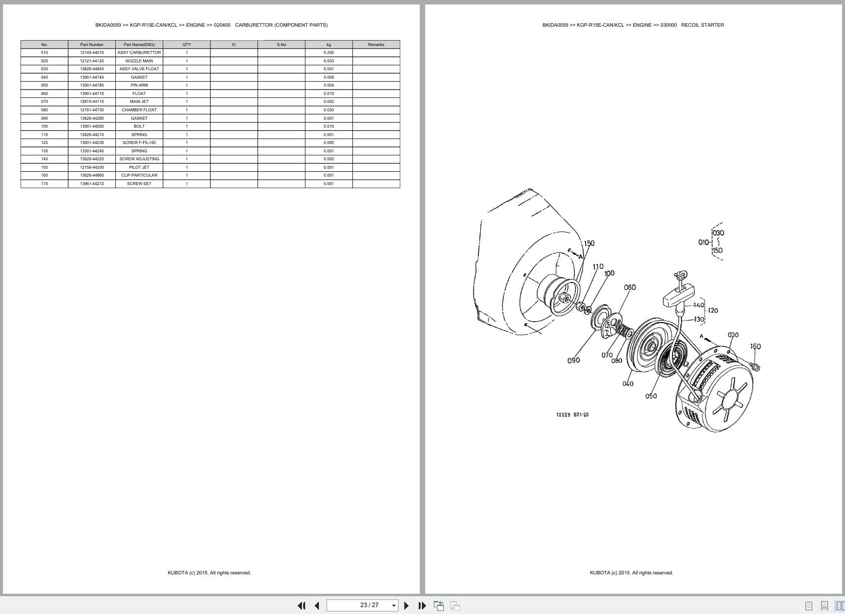 Kubota Pump KGP R15E CAN KGP R15E KCL Australia Parts Catalog (2)