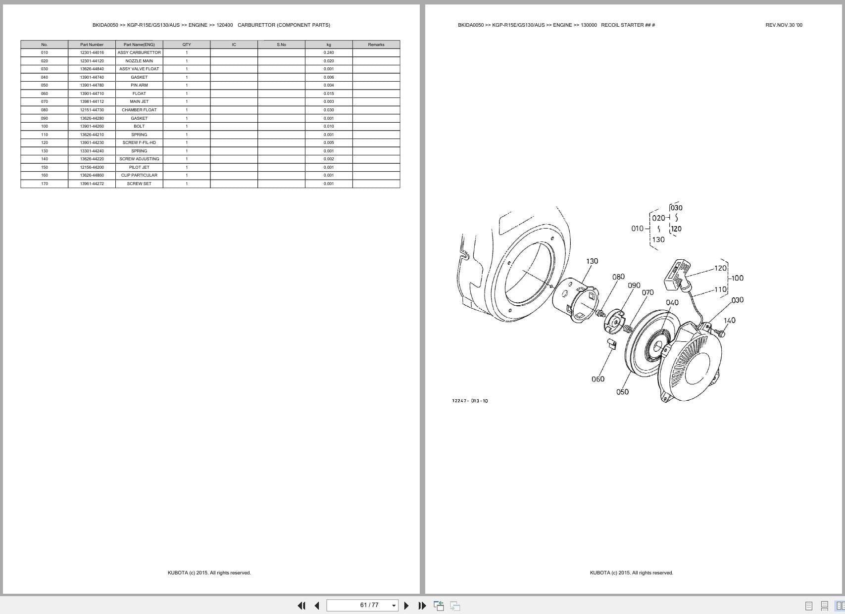 Kubota Pump KGP R15E GS130 AUS Australia Parts Catalog (2)