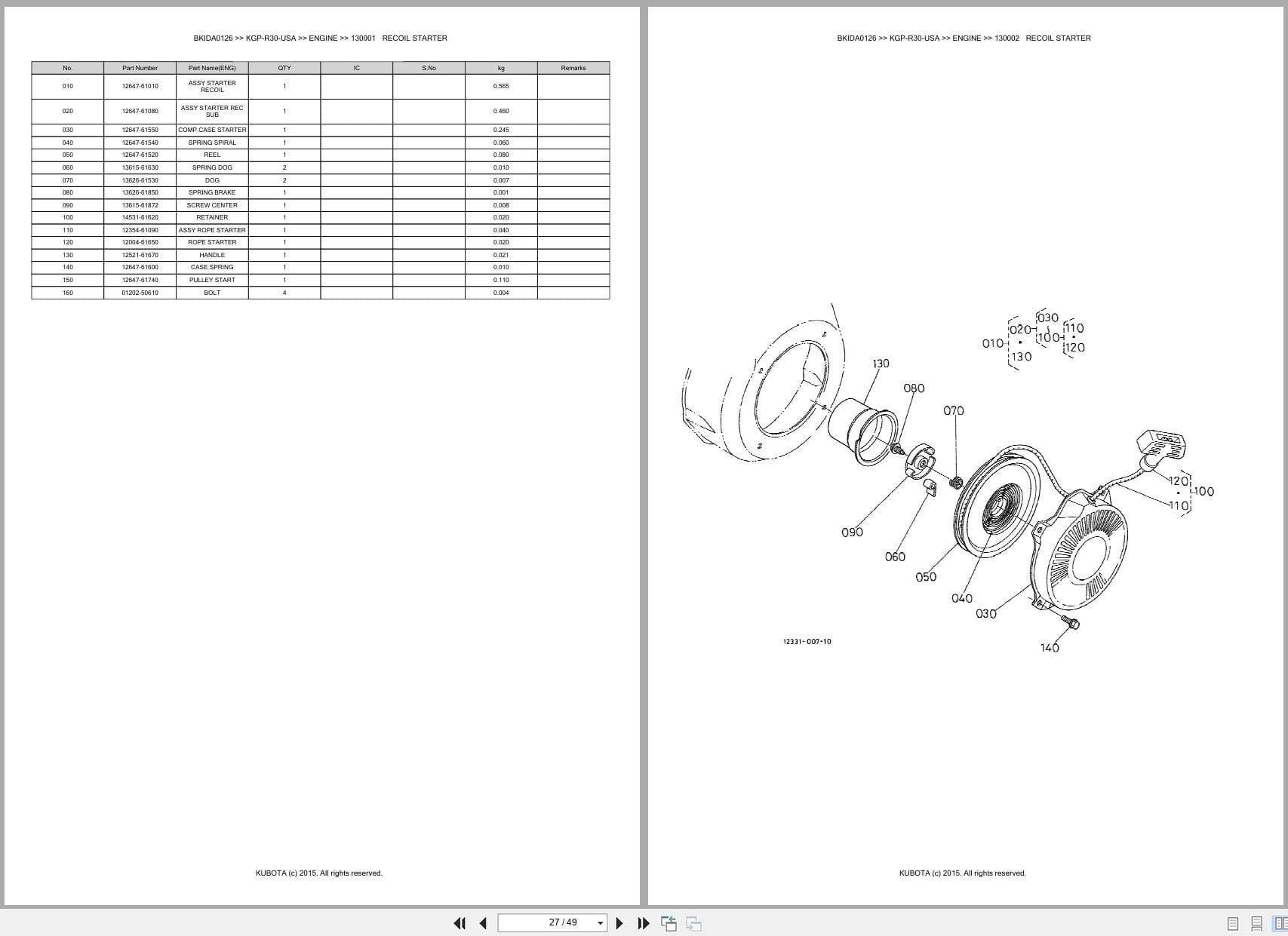 Kubota Pump KGP R30 USA Australia Parts Catalog (2)