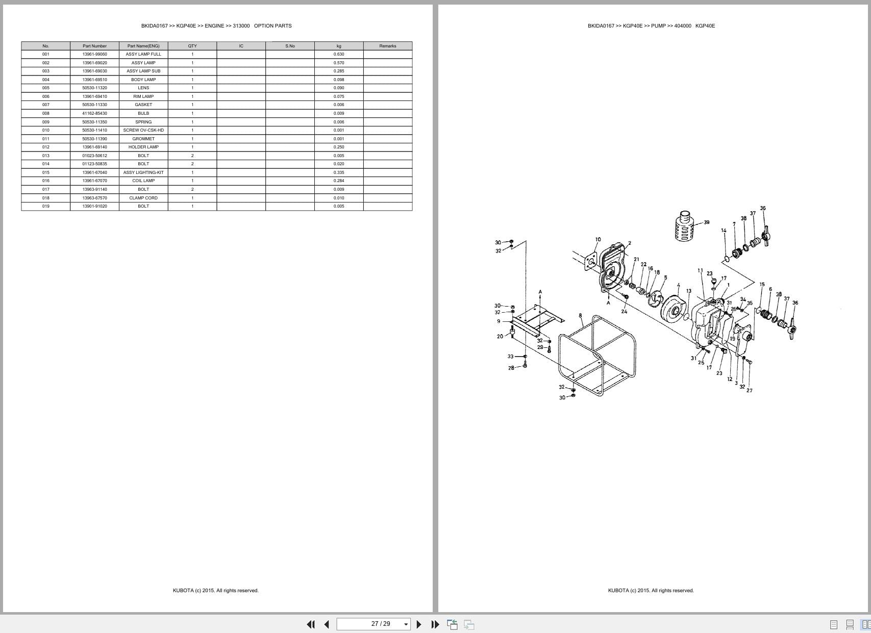 Kubota Pump KGP40E Australia Parts Catalog (2)