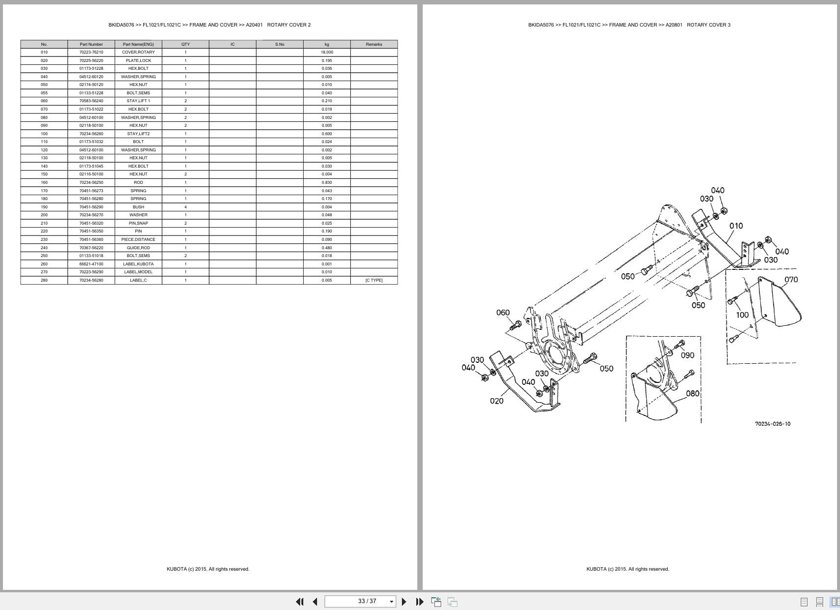 Kubota Rotary Tiller FL1021 FL1021C Australia Parts Catalog (2)
