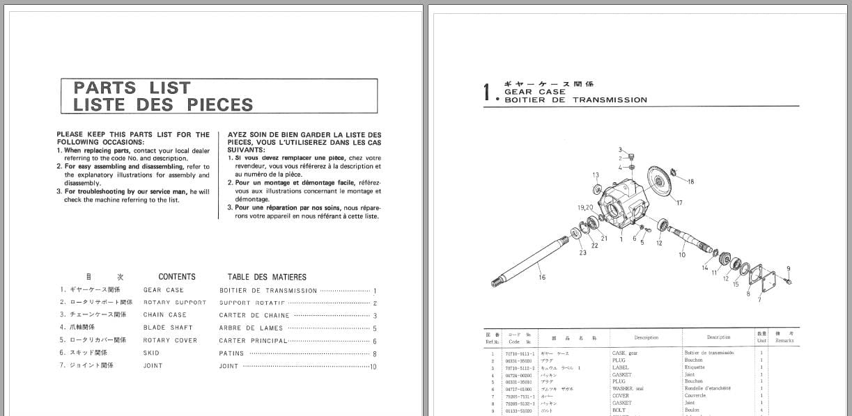 Kubota Rotary Tiller FL850 FL1000 Operators Parts Manual (3)