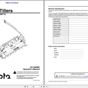 Kubota Rotary Tillers AP SRT62 AP SRT76 Operation Manual 321 095MK (1)