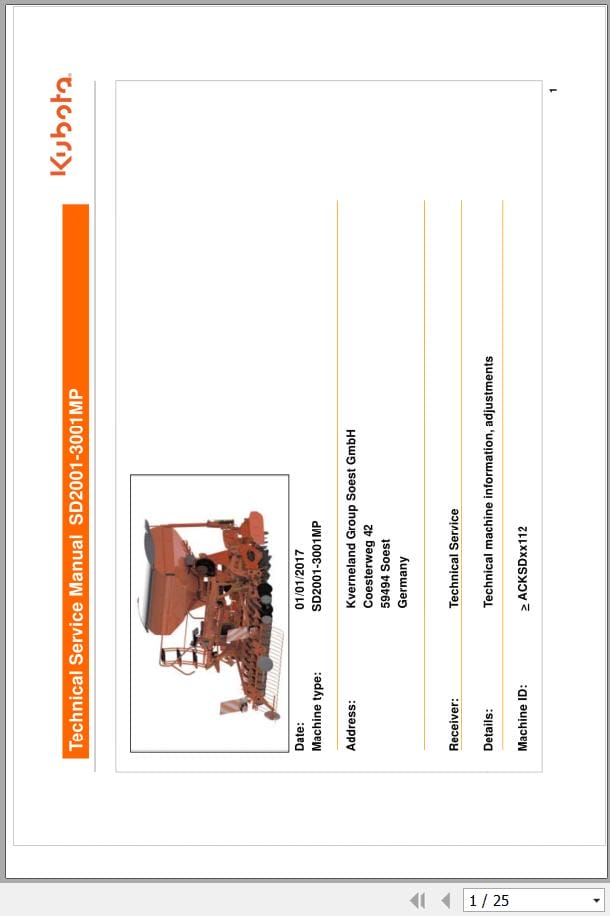 Kubota Seed Drills Cultivator Mounted SD2001 3001MP Technical Service Manual (1)