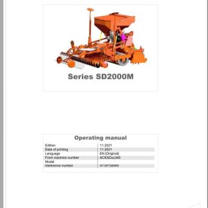 Kubota Seeders Series SD2000M Operating Manual A139158940 (1)