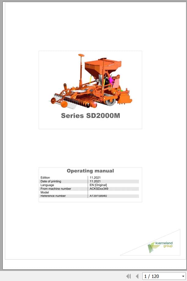 Kubota Seeders Series SD2000M Operating Manual A139158940 (1)