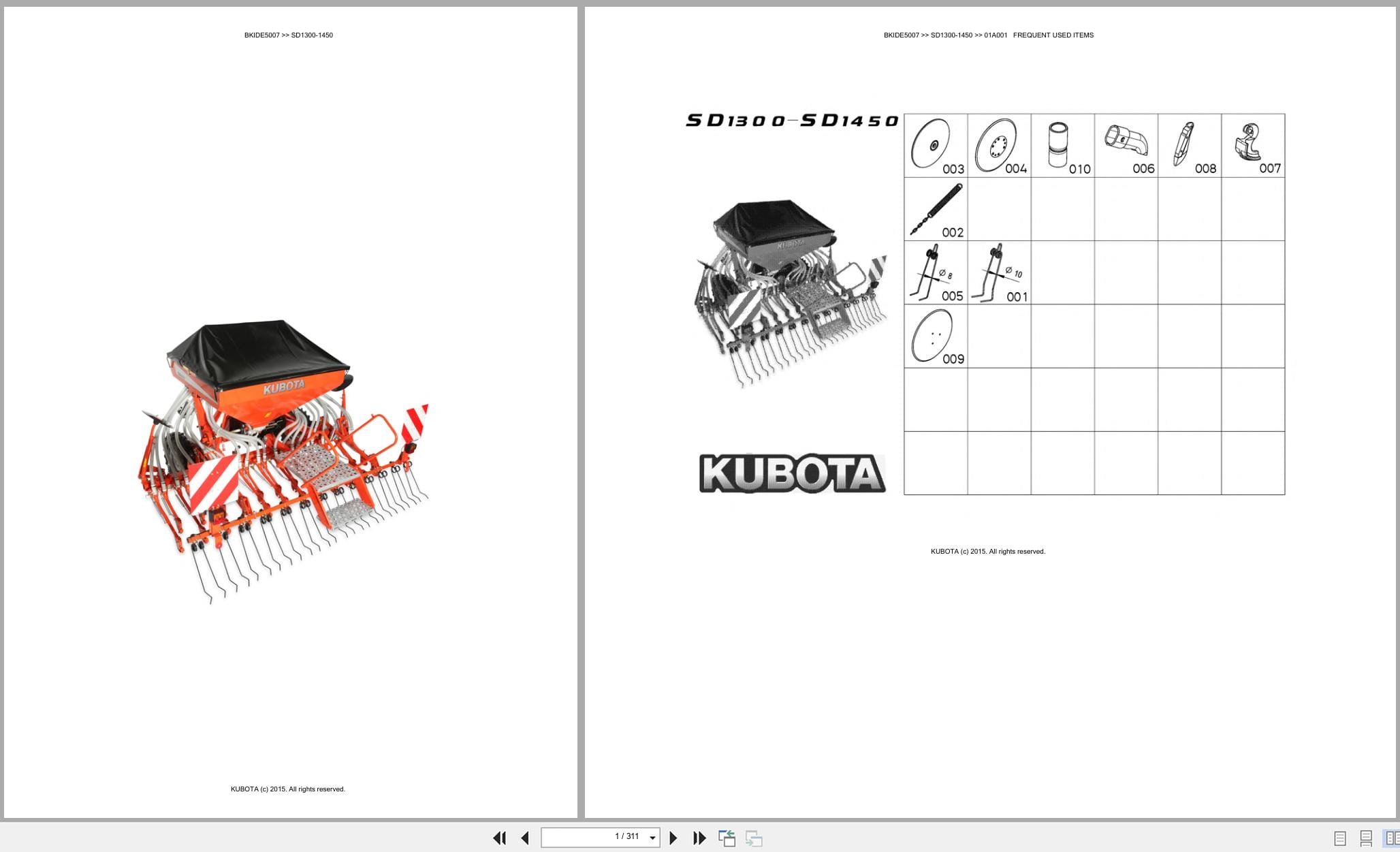 Kubota Seeding SD1300 1450 Australia Parts Catalog (1)