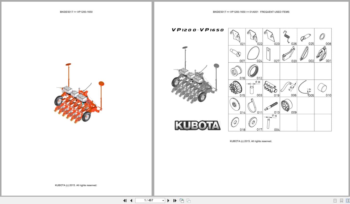 Kubota Seeding VP1200 To VP1650 Australia Parts Catalog (1)