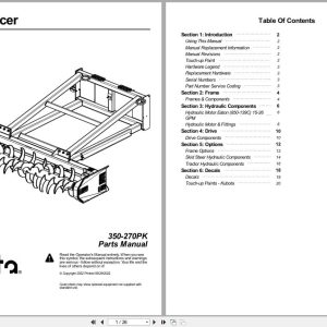 Kubota Silage Defacer AP SD96 Parts Manual 350 270PK (1)