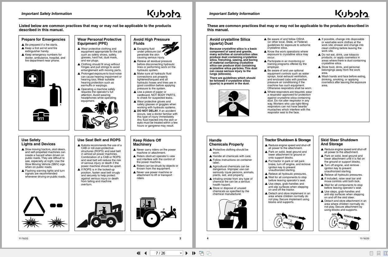 Kubota Skeleton Rock Buckets AP SRB1566 AP SRB1572 AP SRB1578 Operation Manual 380 101MK (2)