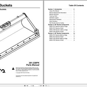 Kubota Skid Steer Buckets AP HD66 AP HD68 Parts Manual 381 338PK (1)
